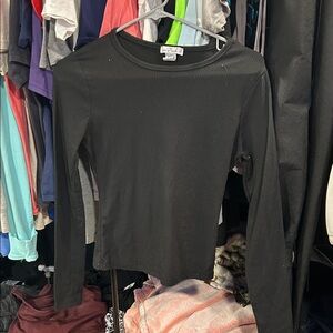 Black Ribbed Long Sleeve Top